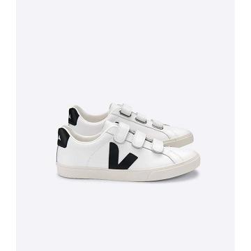 Women's Veja 3-LOCK LEATHER Sneakers White/Black | SG 610QMA